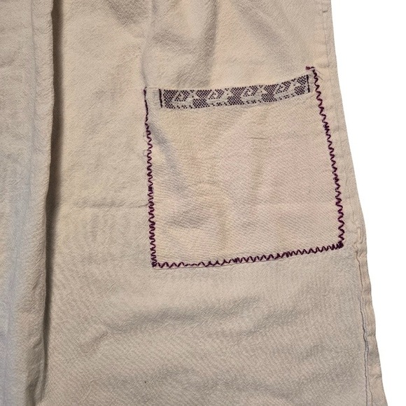 Vtg Mexican Huipil Dress Hand Embroidered Horse on Rider Oaxacan Tunic Pockets - Picture 5 of 13